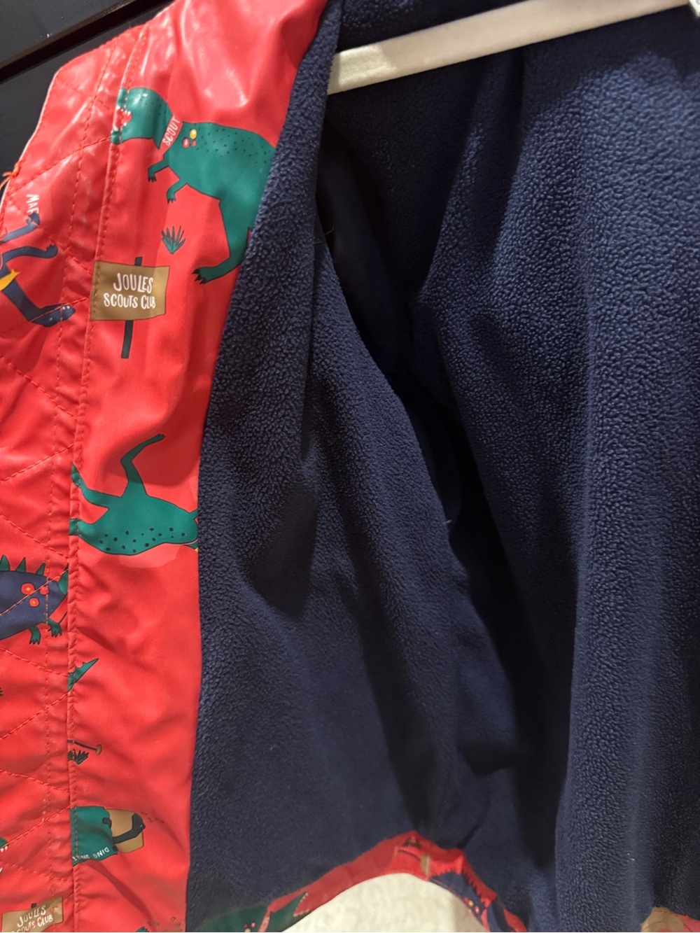 Joules Kids' Red Dino Print Waterproof Jacket - Picture 3 of 6